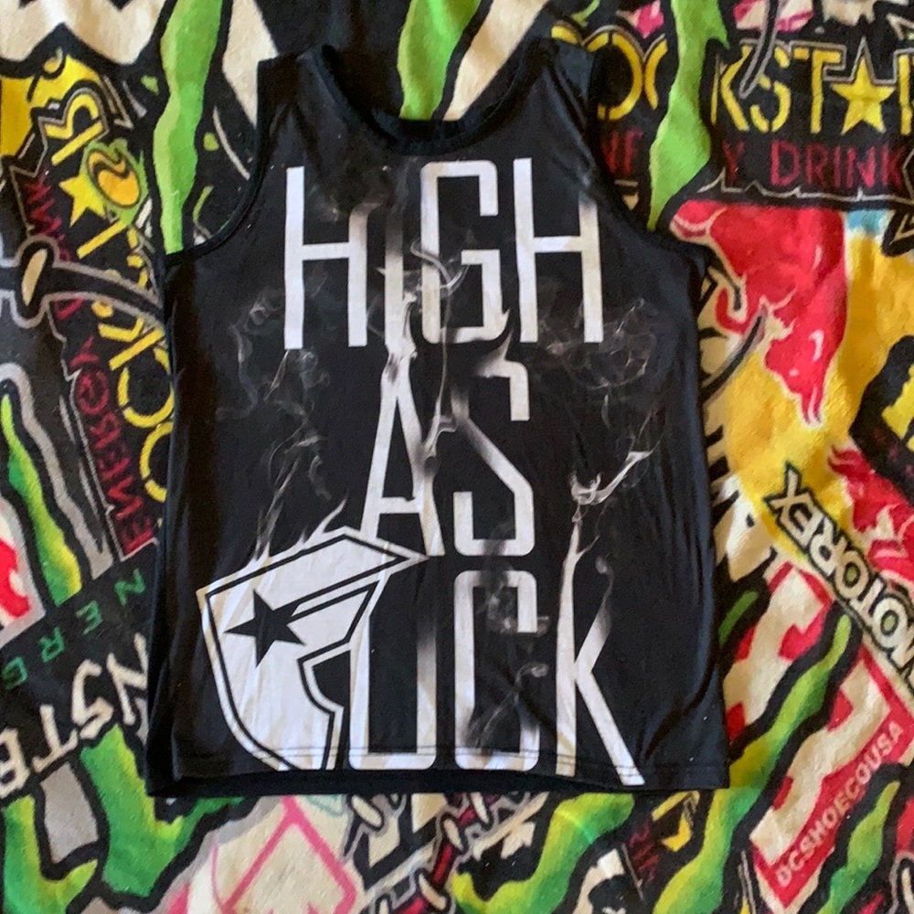 Famous high as *uck large tank top